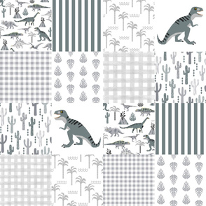 dino quilt grey and white dinosaur nursery cheater quilt 