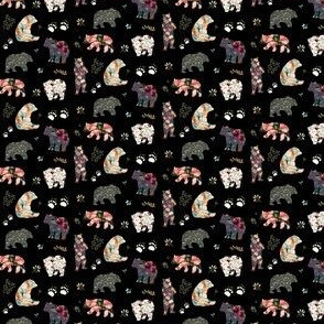 1.5" PATCHWORK BEARS FLORAL / Black