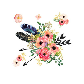 12" Illustration / 3 prints per 14"x36" Crib bumper Boho Floral Dreams