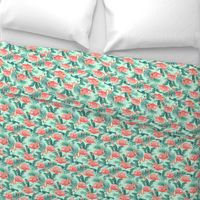 Flamingos on Teal Tropical Birds Tropical Plants