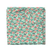 Flamingos on Teal Tropical Birds Tropical Plants