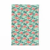 Flamingos on Teal Tropical Birds Tropical Plants