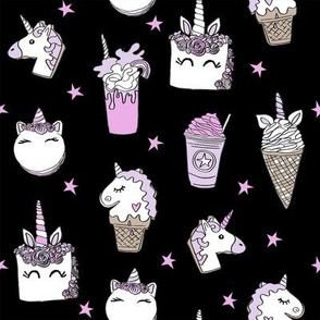 unicorn food // ice cream cone unicorns cake cute kawaii rainbows fabric black