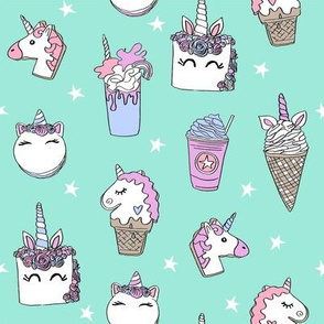 unicorn food // ice cream cone unicorns cake cute kawaii rainbows fabric minty
