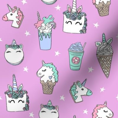 unicorn food // ice cream cone unicorns cake cute kawaii rainbows fabric pink