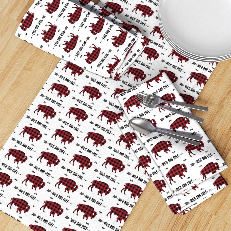 Wild and Free Bison - Black + Red Buffalo Plaid Check Baby Boy Bedding GingerLous