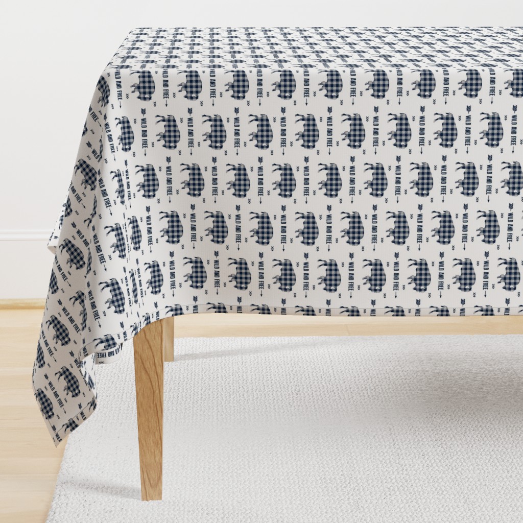 Wild and Free Bison - Navy + Grey Buffalo Plaid Check Baby Boy Bedding GingerLous