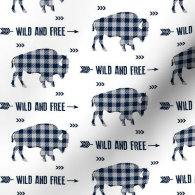 Wild and Free Bison - Navy + Grey Buffalo Plaid Check Baby Boy Bedding GingerLous