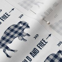 Wild and Free Bison - Navy + Grey Buffalo Plaid Check Baby Boy Bedding GingerLous