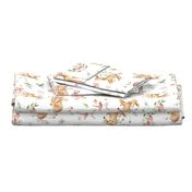 Large Baby Deer with flowers  white / Woodland Deer / Forest Animals/ Nursery Fabric