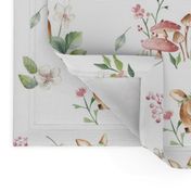Large Baby Deer with flowers  white / Woodland Deer / Forest Animals/ Nursery Fabric