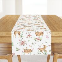 Large Baby Deer with flowers  white / Woodland Deer / Forest Animals/ Nursery Fabric