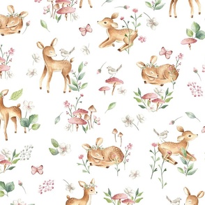 33 Woodland Animals - Baby Animals in Forest,woodland nursery  fabric,animal nursery fabric,baby animals fabric white Fabric byutart