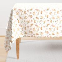 Small- Baby Deer with flower- white / Woodland Deer / Forest Animals/ Nursery Fabric