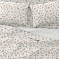 Small- Baby Deer with flower- white / Woodland Deer / Forest Animals/ Nursery Fabric