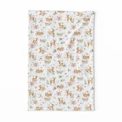 Small- Baby Deer with flower- white / Woodland Deer / Forest Animals/ Nursery Fabric