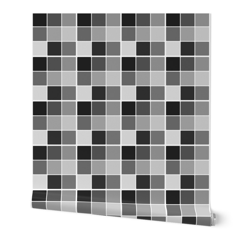 Grayscale Black Noir to White Grid of Squares