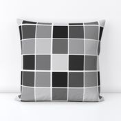 Grayscale Black Noir to White Grid of Squares