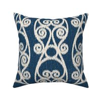 Ikat Crackled Scrolled Navy Cream