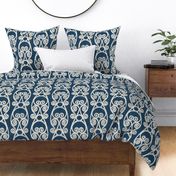 Ikat Crackled Scrolled Navy Cream