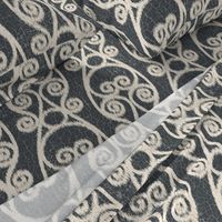 Ikat Crackled Scrolled Black Ink Cream