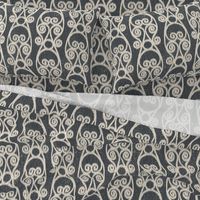 Ikat Crackled Scrolled Black Ink Cream