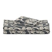 Ikat Crackled Scrolled Black Ink Cream