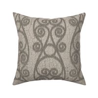 Ikat Crackled Scrolled Tan Mocha