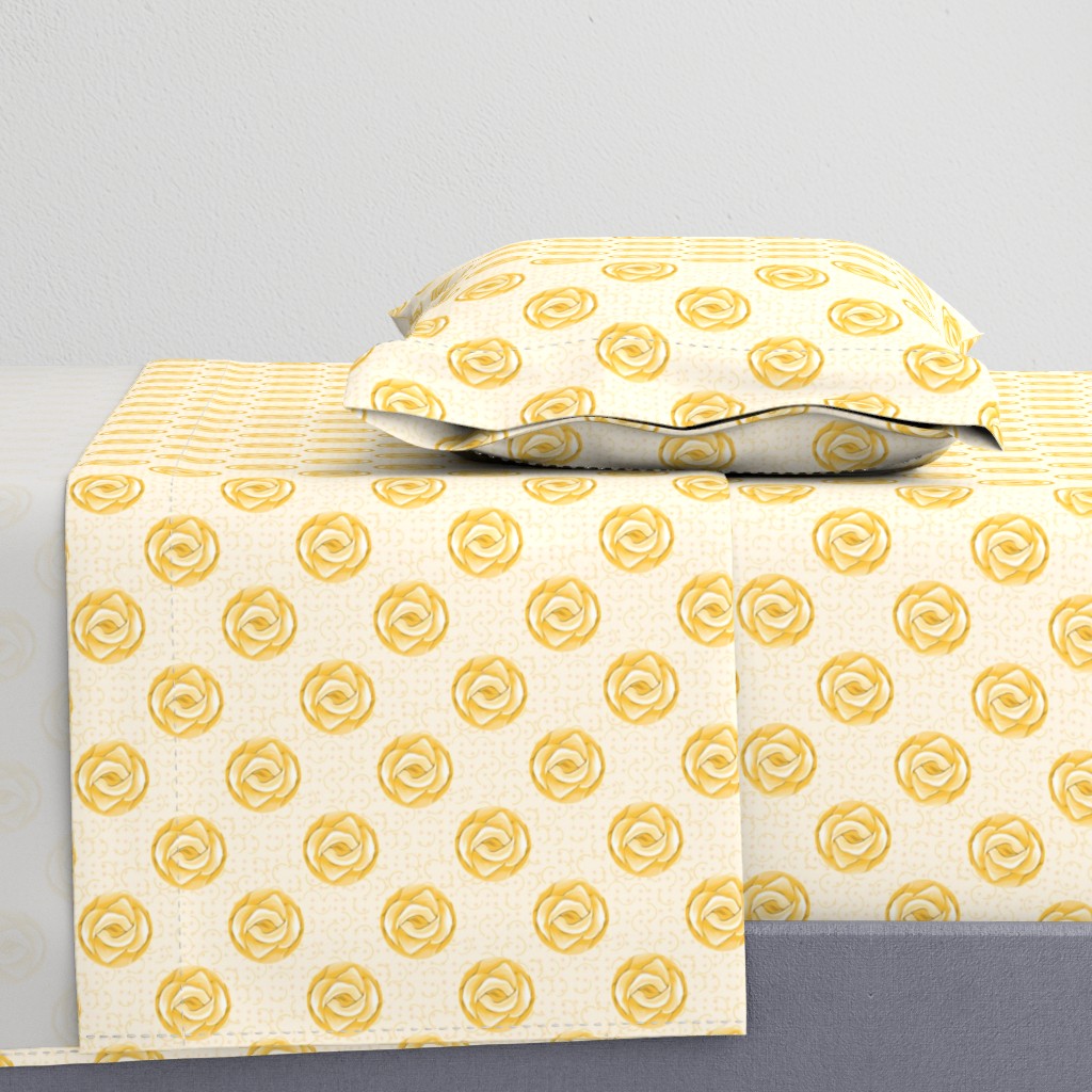 Yellow Rose Polka Dots on Semicircle Background