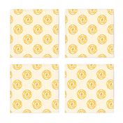 Yellow Rose Polka Dots on Semicircle Background