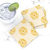 Yellow Rose Polka Dots on Semicircle Background