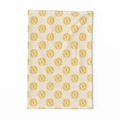 Yellow Rose Polka Dots on Semicircle Background