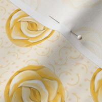Yellow Rose Polka Dots on Semicircle Background