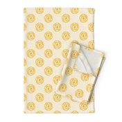 Yellow Rose Polka Dots on Semicircle Background