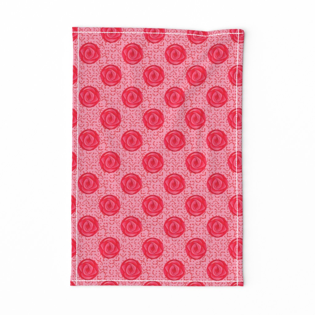 Dark Pink Rose Polka Dots on Semicircle Background