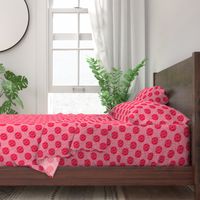 Dark Pink Rose Polka Dots on Semicircle Background