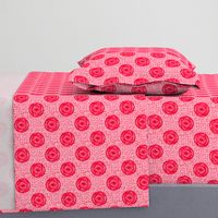 Dark Pink Rose Polka Dots on Semicircle Background