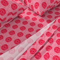 Dark Pink Rose Polka Dots on Semicircle Background