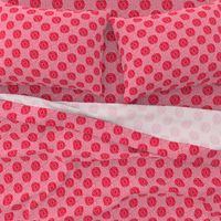 Dark Pink Rose Polka Dots on Semicircle Background