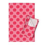 Dark Pink Rose Polka Dots on Semicircle Background