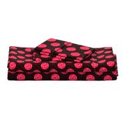 Dark Pink Rose Polka Dots on Black