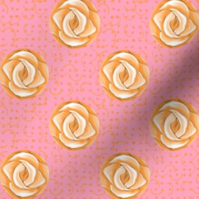 Peach Rose Polka Dots on Pink