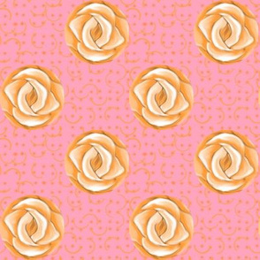 Peach Rose Polka Dots on Pink