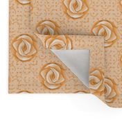 Peach Polka Dot Roses on Semicircle Background