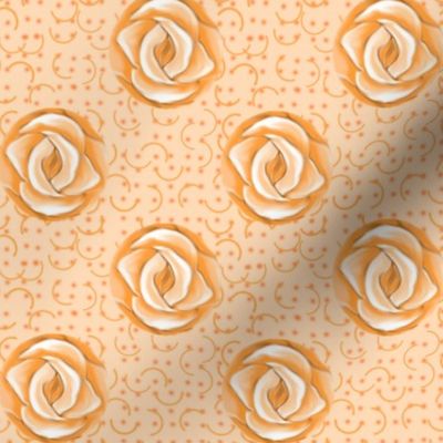 Peach Polka Dot Roses on Semicircle Background