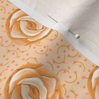Peach Polka Dot Roses on Semicircle Background
