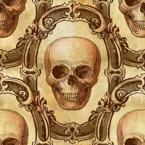 victorian skulls - red