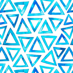 Watercolor triangles in blue