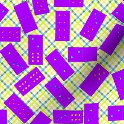 Purple Dominoes Pattern on Gingham