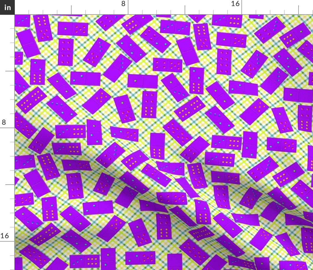 Purple Dominoes Pattern on Gingham